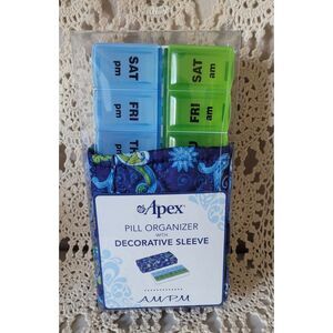 NEW Apex pill‎ organizer with decorative sleeve  7 days am & Pm Large Size